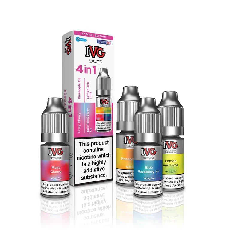 Buy Bulk 4 in 1 IVG Nic Salt 10ml E - liquids Pack of 10 | 4 Flavours - Vape Wholesale Mcr