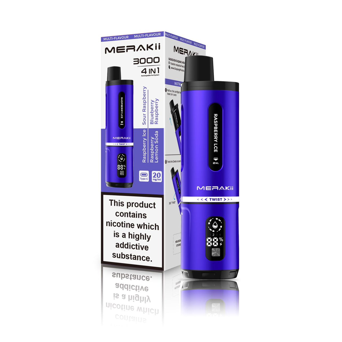 4 in 1 Merakii 3000 Disposable Vape Box of 5 - Vape Wholesale Mcr