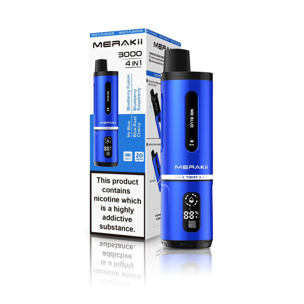 4 in 1 Merakii 3000 Disposable Vape Box of 5 - Vape Wholesale Mcr