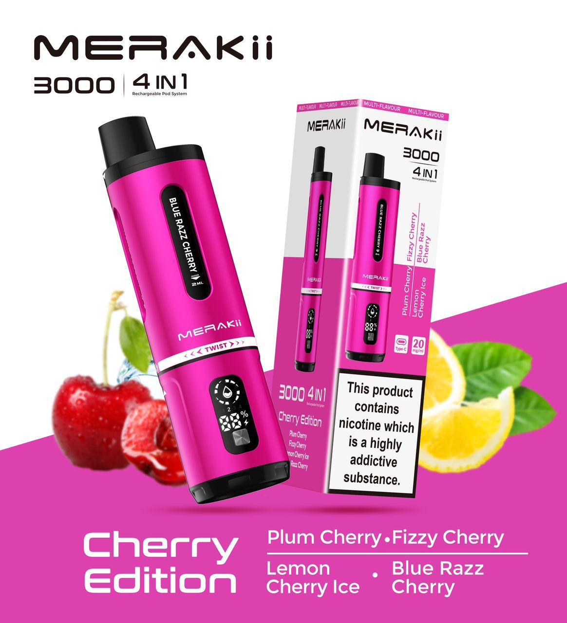 4 in 1 Merakii 3000 Disposable Vape Box of 5 - Vape Wholesale Mcr