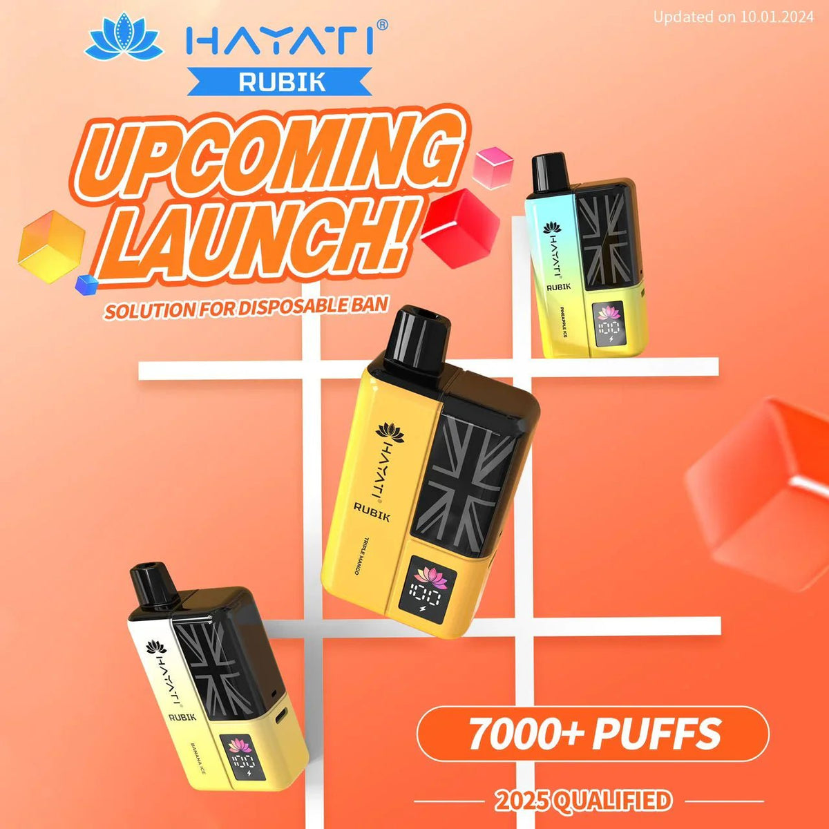 Buy Bulk Hayati Rubik 7000 Puffs Disposable Vape Kit Pack of 5 - Vape Wholesale Mcr