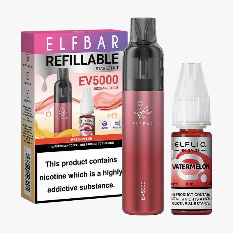 Elf Bar EV5000 Starter Kit & Elfliq Nic Salt 10ml E-Liquid Combo Pack - Vape Wholesale Mcr