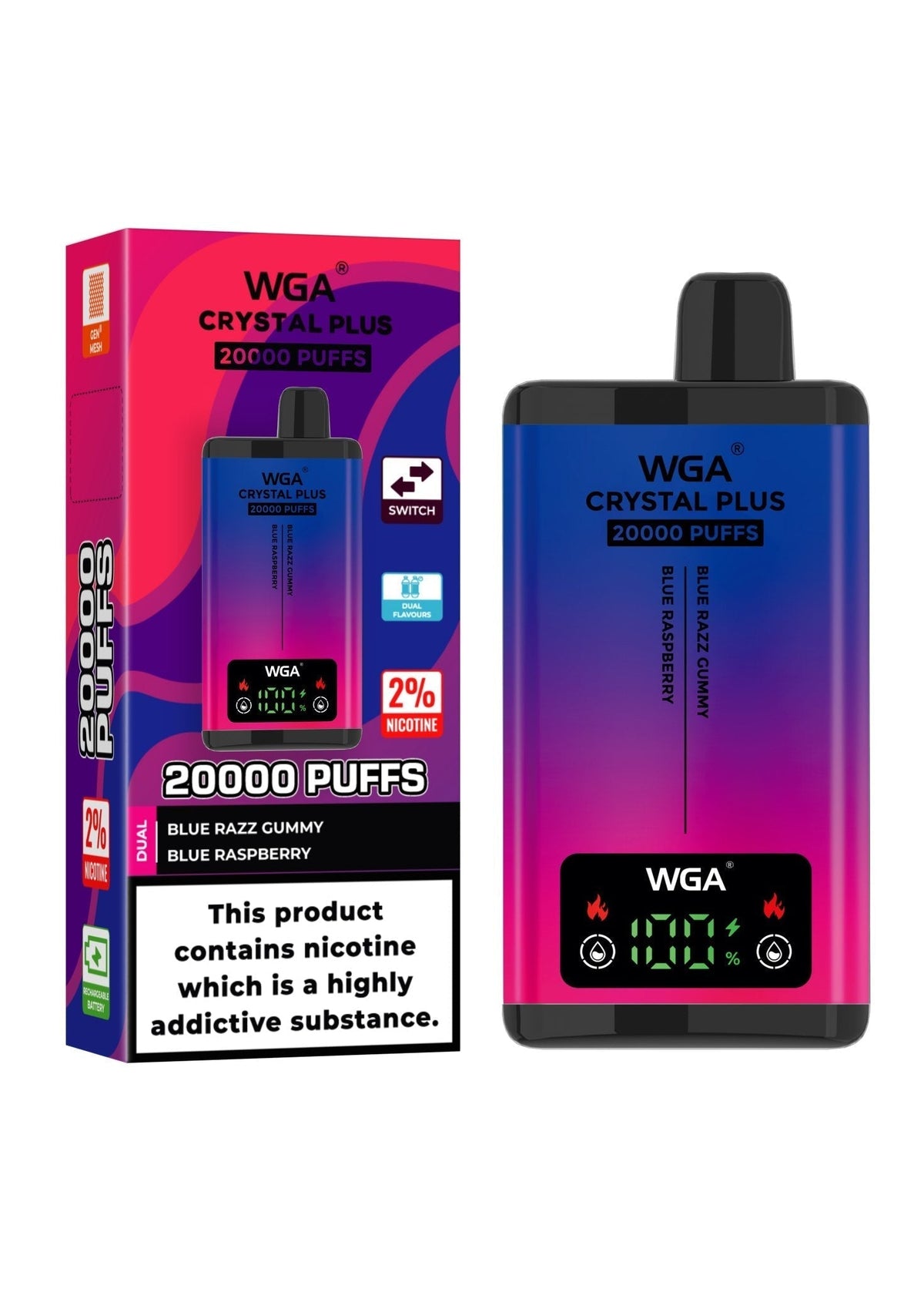 Buy Bulk WGA Crystal Plus 20000 Puffs Disposable Vape Box of 10 - Vape Wholesale Mcr