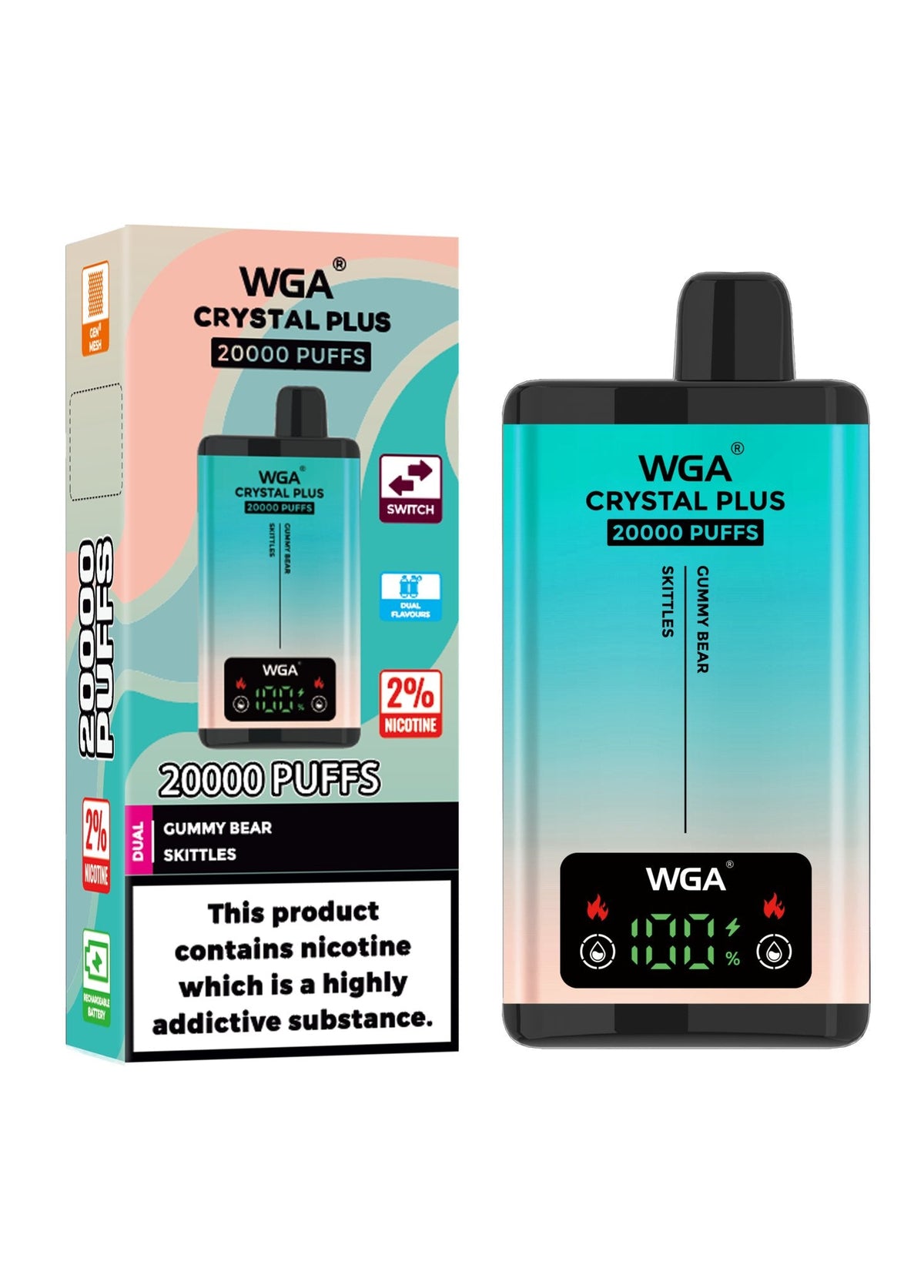 Buy Bulk WGA Crystal Plus 20000 Puffs Disposable Vape Box of 10 - Vape Wholesale Mcr