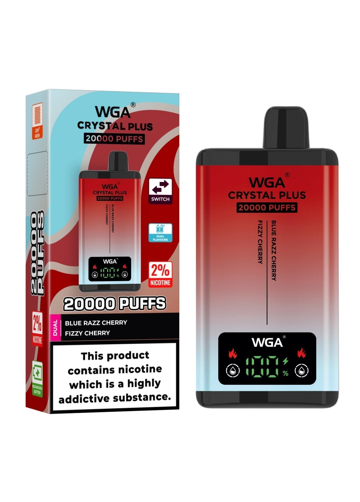 Buy Bulk WGA Crystal Plus 20000 Puffs Disposable Vape Box of 10 - Vape Wholesale Mcr