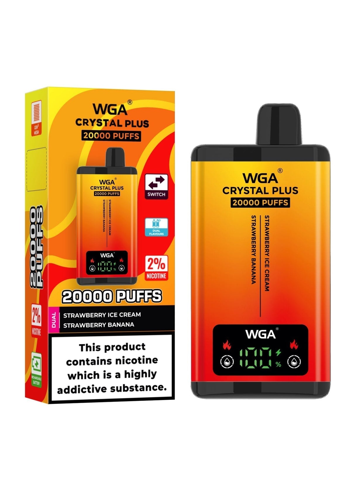 Buy Bulk WGA Crystal Plus 20000 Puffs Disposable Vape Box of 10 - Vape Wholesale Mcr