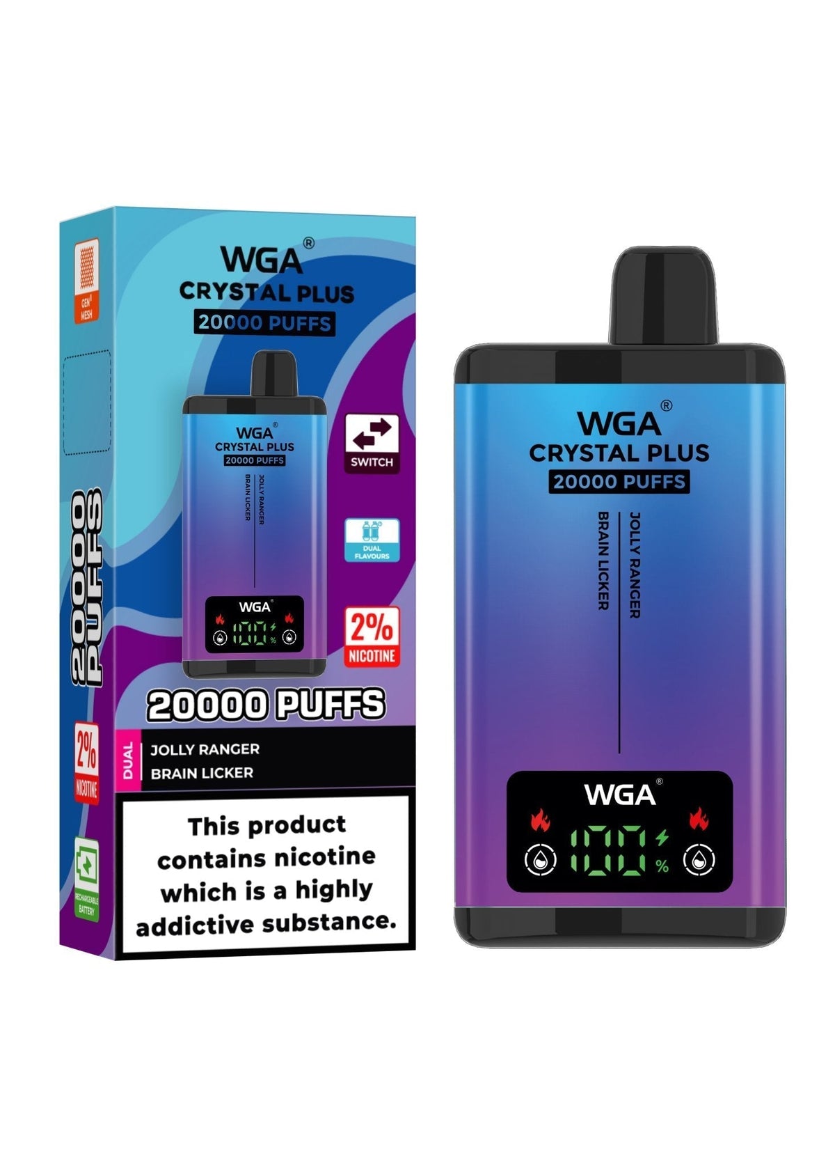 Buy Bulk WGA Crystal Plus 20000 Puffs Disposable Vape Box of 10 - Vape Wholesale Mcr