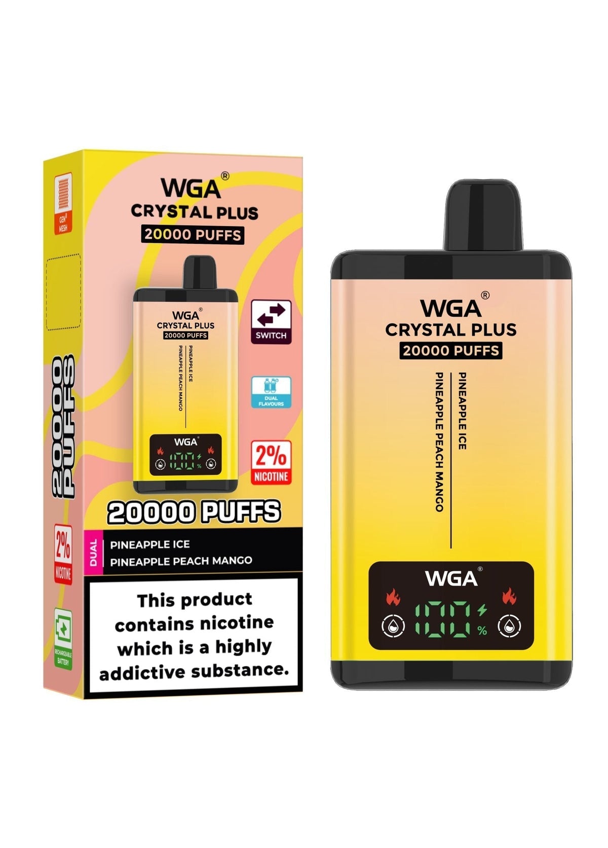 Buy Bulk WGA Crystal Plus 20000 Puffs Disposable Vape Box of 10 - Vape Wholesale Mcr