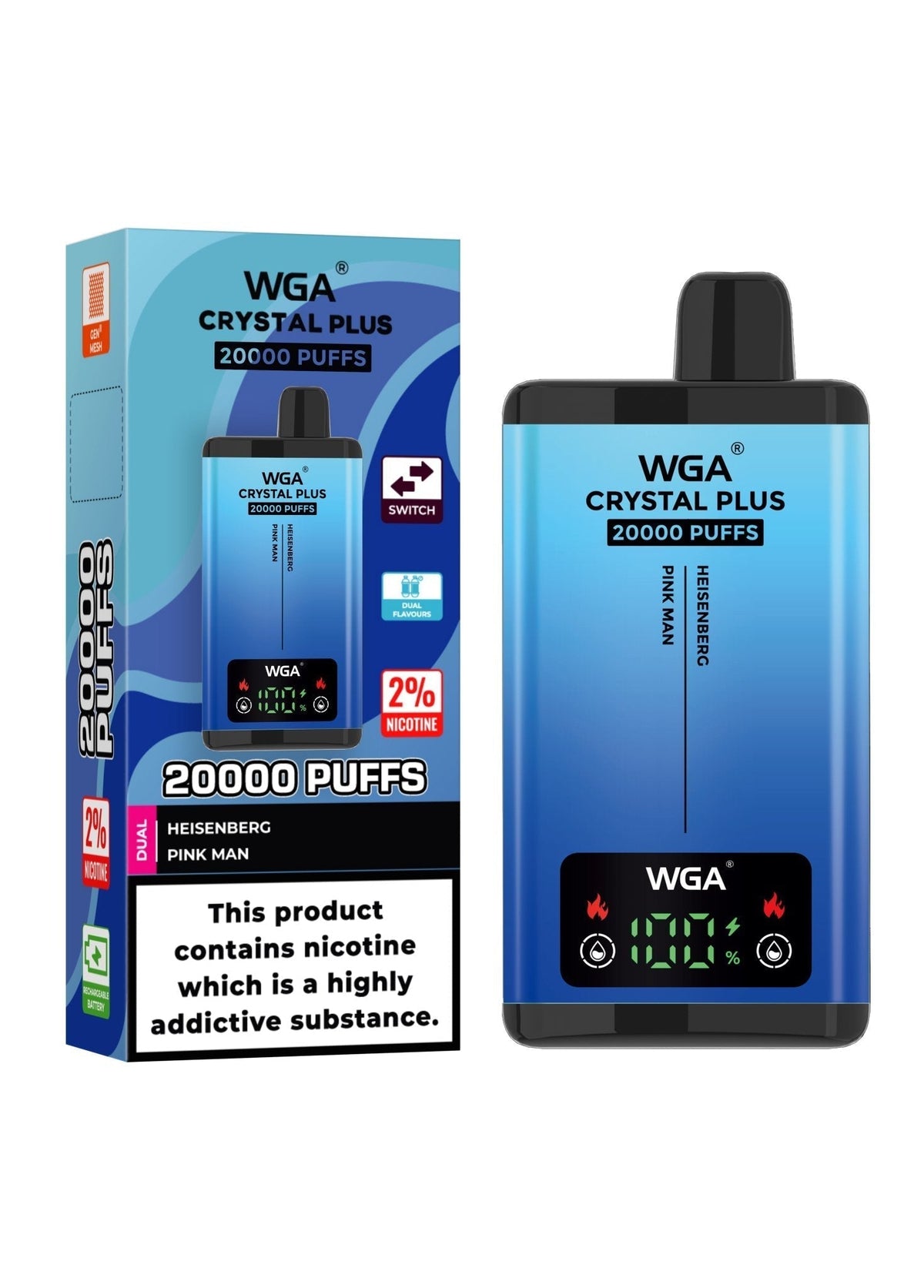 Buy Bulk WGA Crystal Plus 20000 Puffs Disposable Vape Box of 10 - Vape Wholesale Mcr