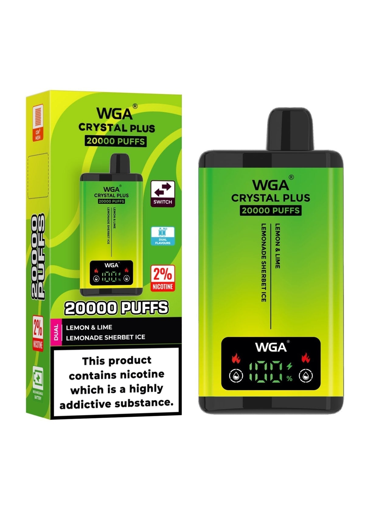 Buy Bulk WGA Crystal Plus 20000 Puffs Disposable Vape Box of 10 - Vape Wholesale Mcr