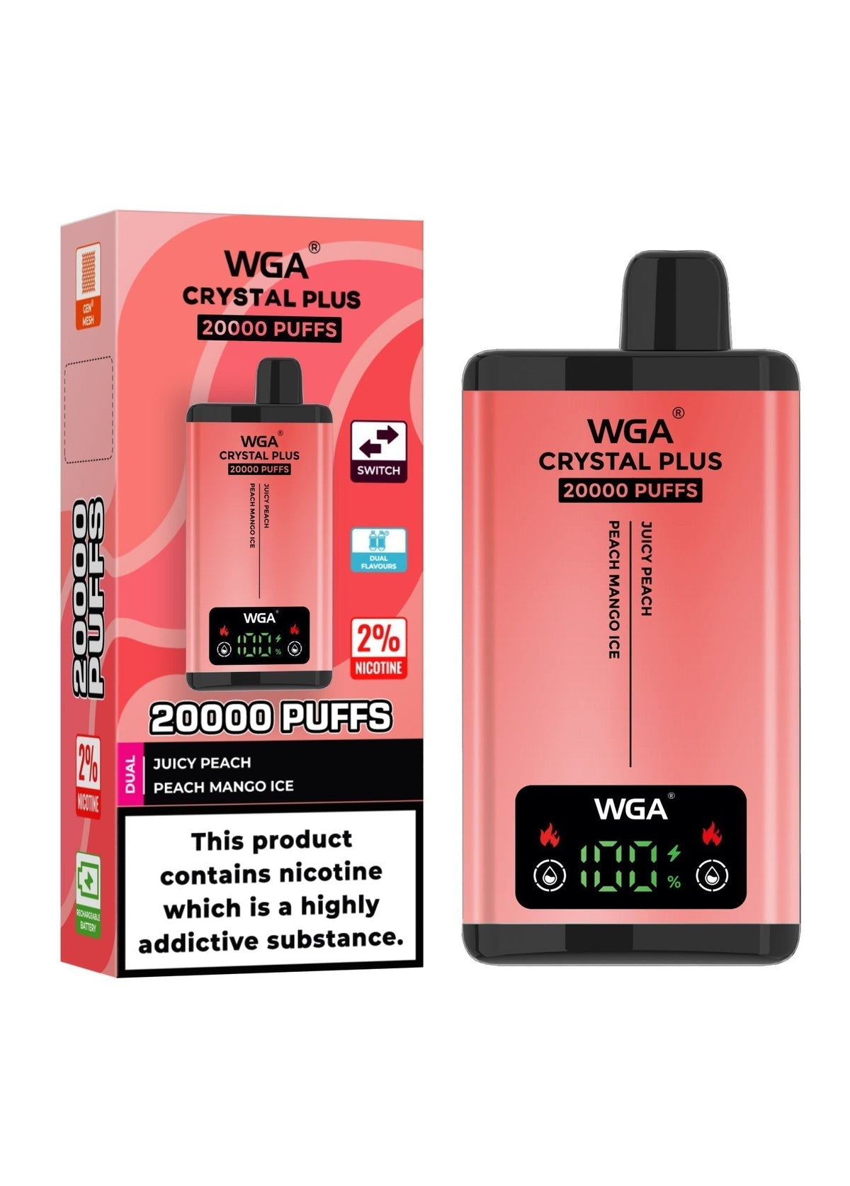 Buy Bulk WGA Crystal Plus 20000 Puffs Disposable Vape Box of 10 - Vape Wholesale Mcr