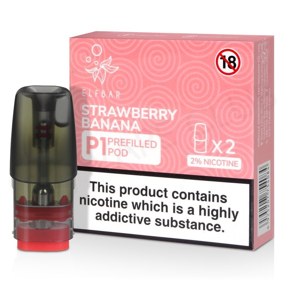 Elf Bar Mate P1 Pods - Box of 10 - Strawberry Banana -Vapeuksupplier