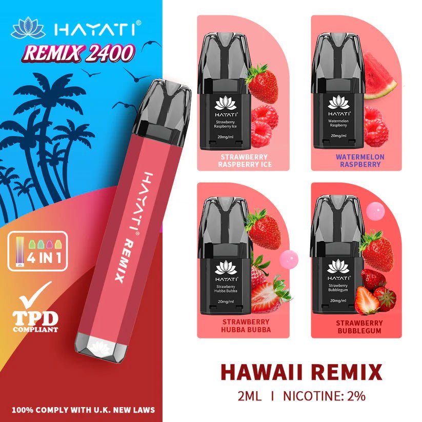 Buy Bulk Hayati Remix 2400 Puffs 4 in 1 Disposable Vape Pod Kit Box of 5 - Vape Wholesale Mcr